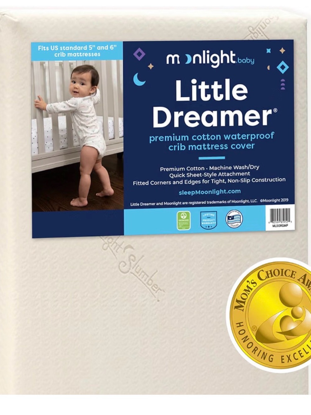 Little Dreamer Moonlight Slumber Waterproof Crib Mattress Protector Set of 2